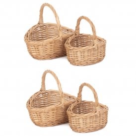 Kids & Toddler 4 x Buff Shopping Baskets (2 Small + 2 Mini) 