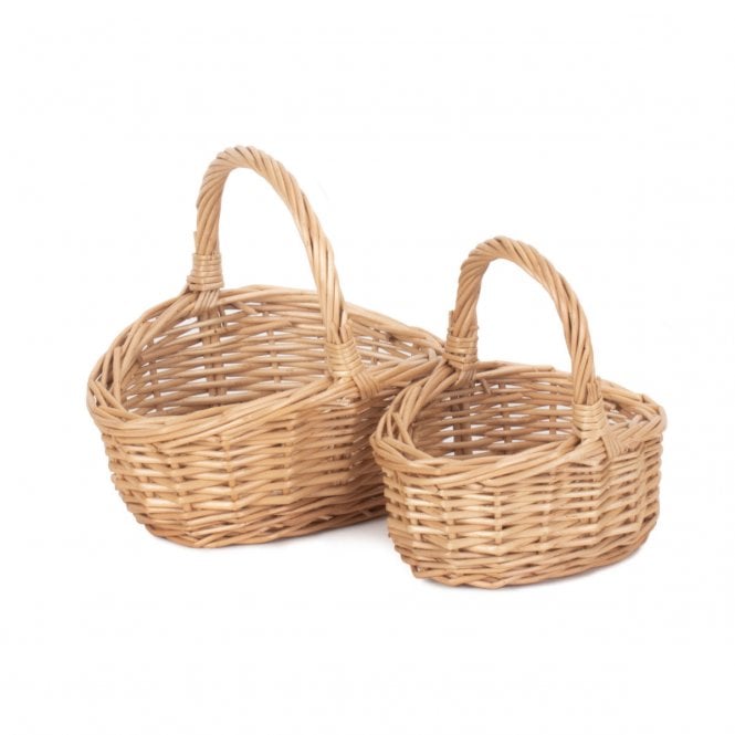 Kids & Toddler Set of 2 Buff Shopping Baskets (1 Small + 1 Mini) 