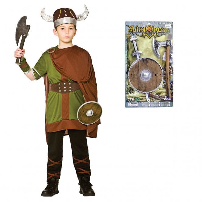 Viking Warrior - Kids Costume Set (Costume, Sword, Axe & Shield Set)