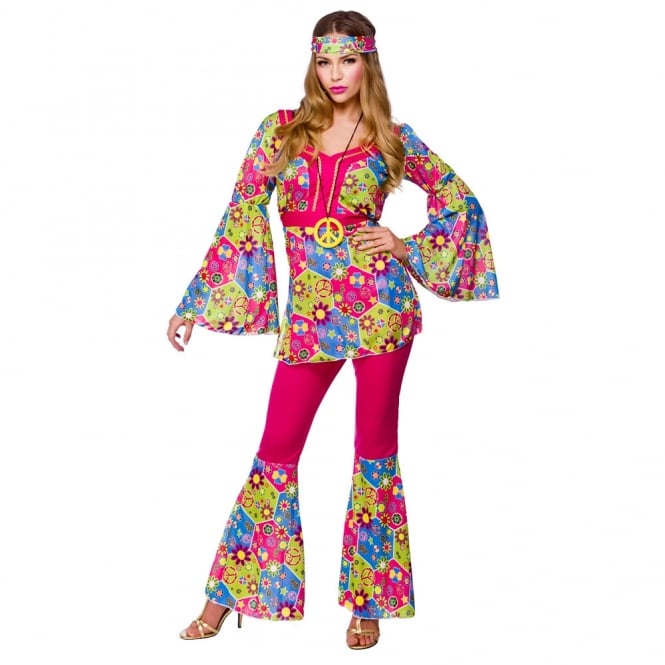 Ladies Feeling Groovy Hippie (Pink) - Adult Costume