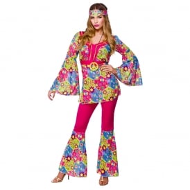 Ladies Feeling Groovy Hippie (Pink) - Adult Costume
