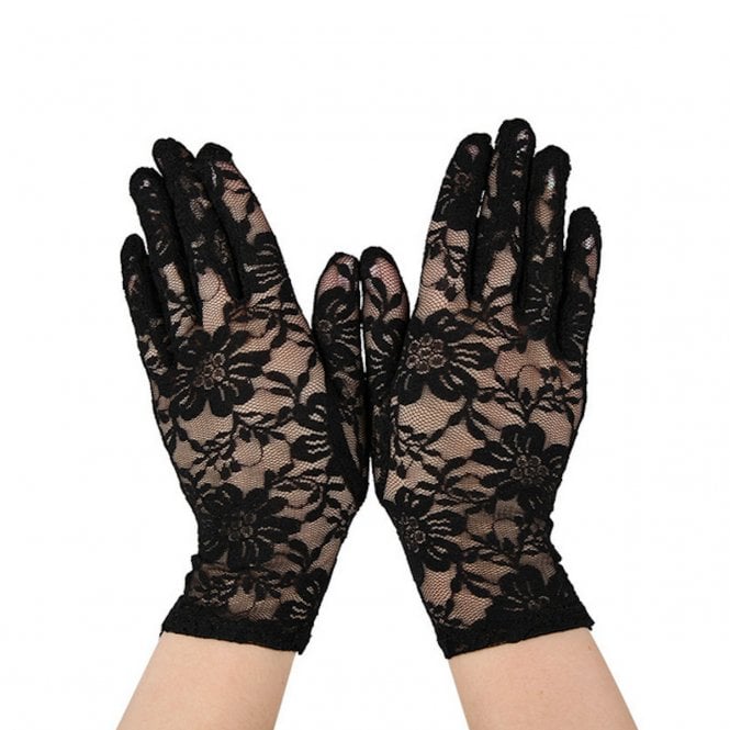 Ladies Lace Black Gloves 