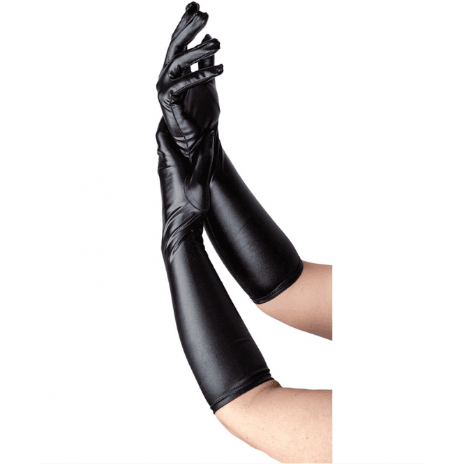 Ladies Long Gloves - Metallic Black