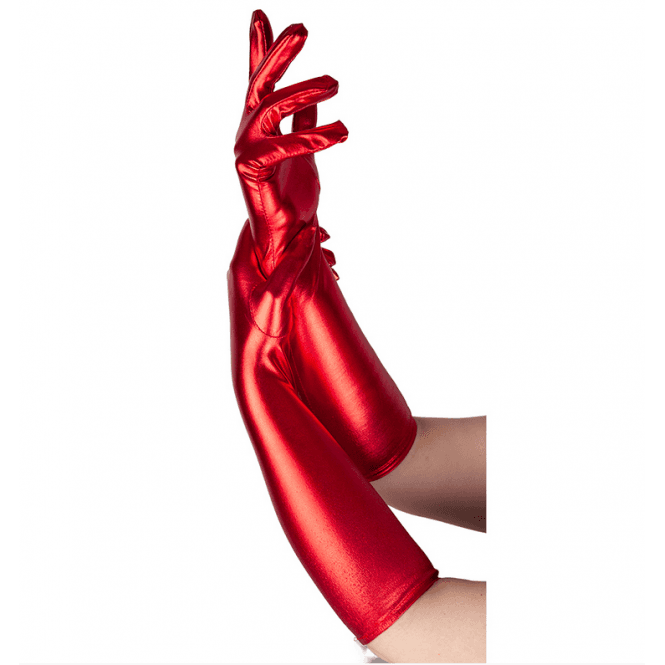 Ladies Long Gloves - Metallic Red