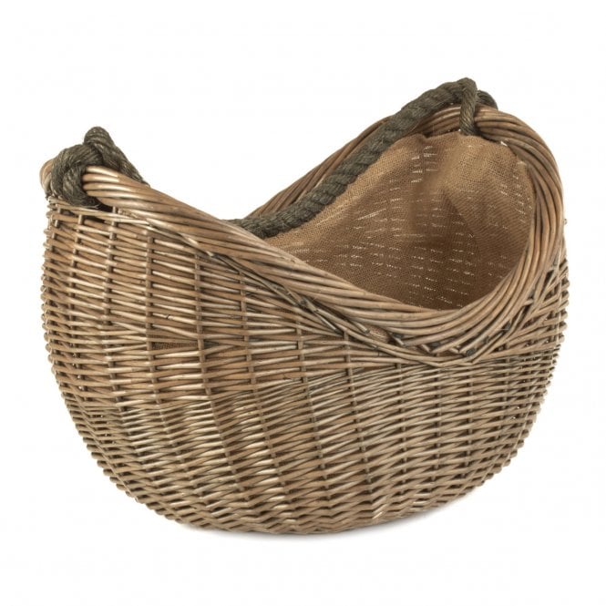 Large Antique Wash Rope Handled Willow Carrying Basket