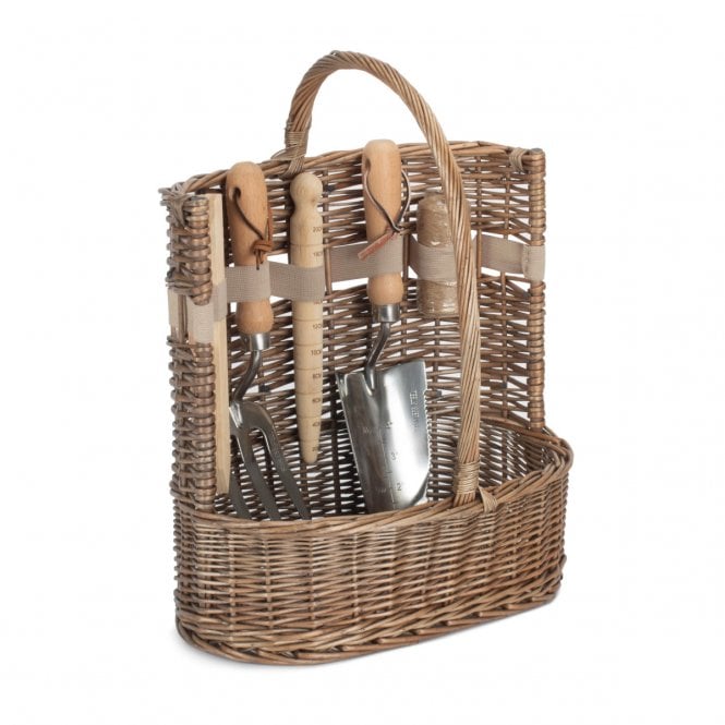 Large Antique Wash Willow Garden Tool Basket 