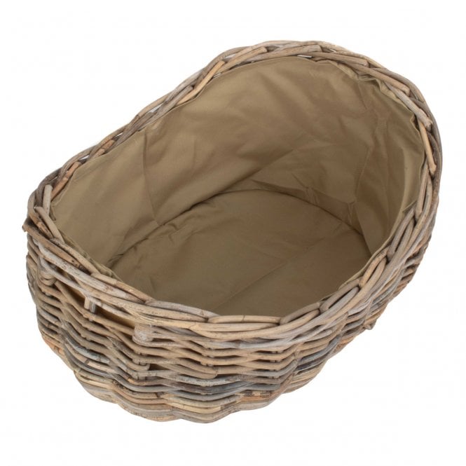 Large Boat Shaped Rattan Log Basket wit Cordura Lining