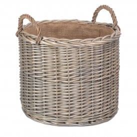 Large Round Straight-Sided Wicker Log/Storage Basket