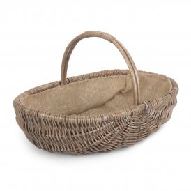 Large Shallow Antique Wash Lined Trug (L x W x H) 54.5 x 36.5 x 16cm 