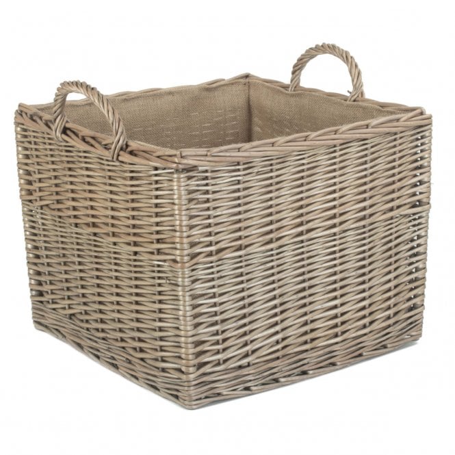 LARGE Square Lined Wicker Log/Storage Basket 42 x 42 x 34cm