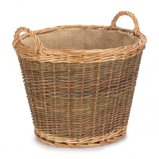 Large Unpeeled Log Basket With Lining (W x H) 50cm dia. x 38cm