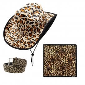 LEOPARD Texan Cowgirl Hat + LEOPARD Bandana + LEOPARD Belt