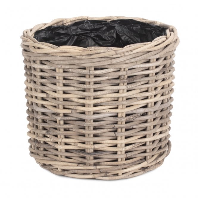 Medium Rattan Round Planter With Plastic Lining