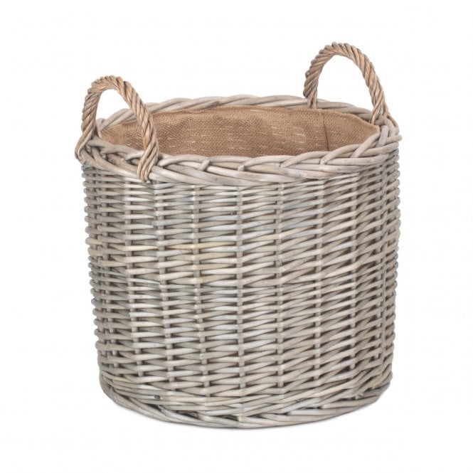 Medium Round Straight-Sided Wicker Log/Storage Basket