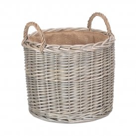 Medium Round Straight-Sided Wicker Log/Storage Basket