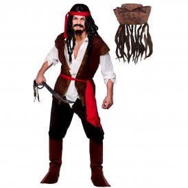 Mens Caribbean Pirate Costume + Pirate Hat