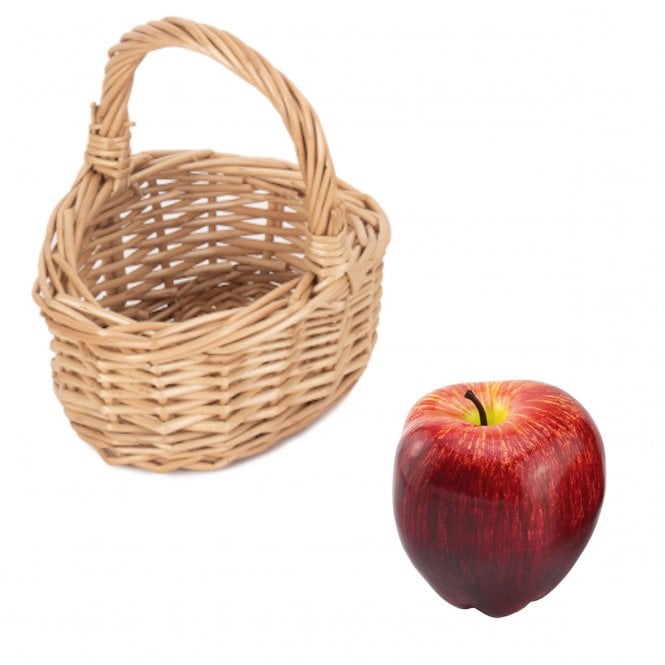 Mini Size Shopping Basket + Red Artificial Apple