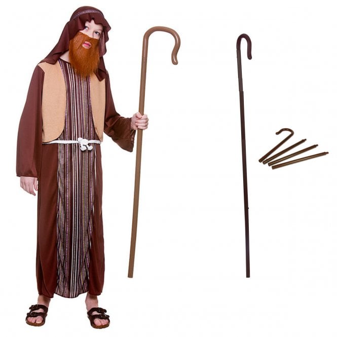 Nativity Shepherd + Crook (Brown) - Kids Costume Set