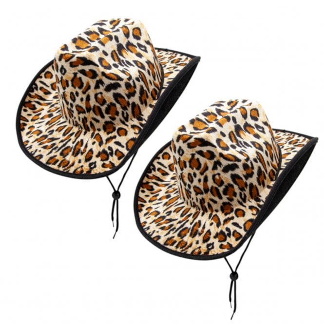 NEW 2 x Adult Leopard Print Cowgirl Hat