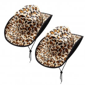 NEW 2 x Adult Leopard Print Cowgirl Hat