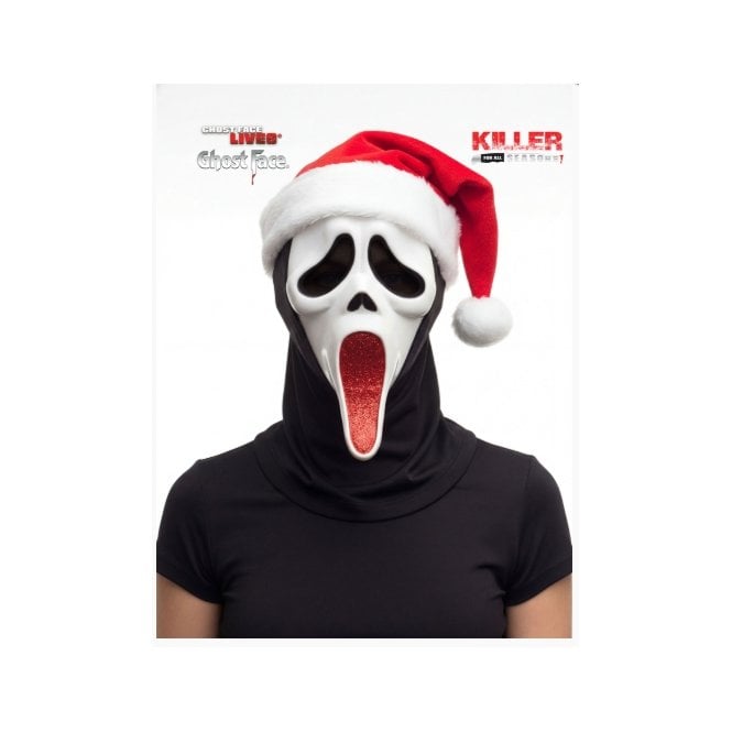 NEW 2026 Adult Ghost Face Glitter SANTA Mask with Hat