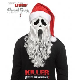 NEW 2026 Adult Ghost Face Santa Mask with Hat & Beard