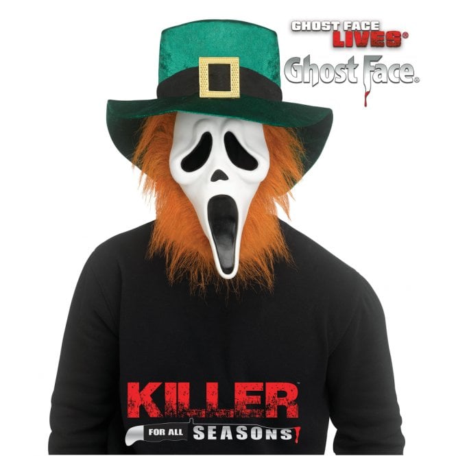 NEW 2026 Adult Ghost Face St Patricks Day Mask with Hat & Hair