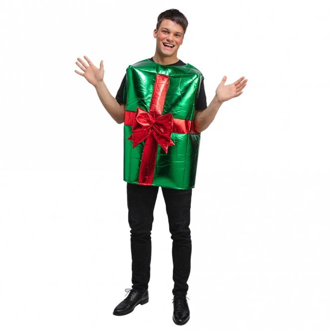 New Adult Christmas Gift Costume (Green, Red Ribbon)