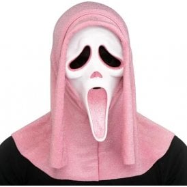 NEW Adult Ghost Face PINK Glitter Mask w Hood