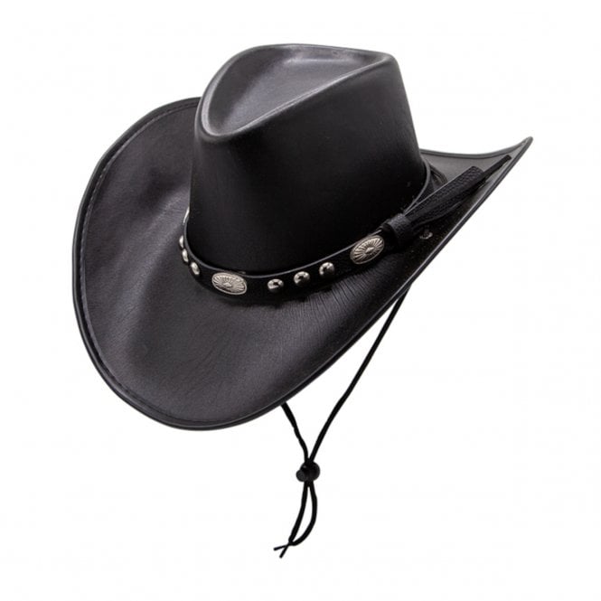 NEW Adult Texan Cowboy Hat Deluxe Faux Leather BLACK