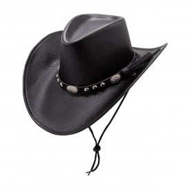 NEW Adult Texan Cowboy Hat Deluxe Faux Leather BLACK