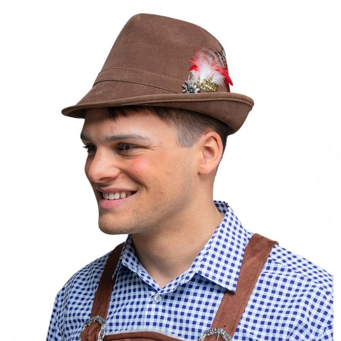 NEW Faux Suede Deluxe Brown Bavarian Hat 