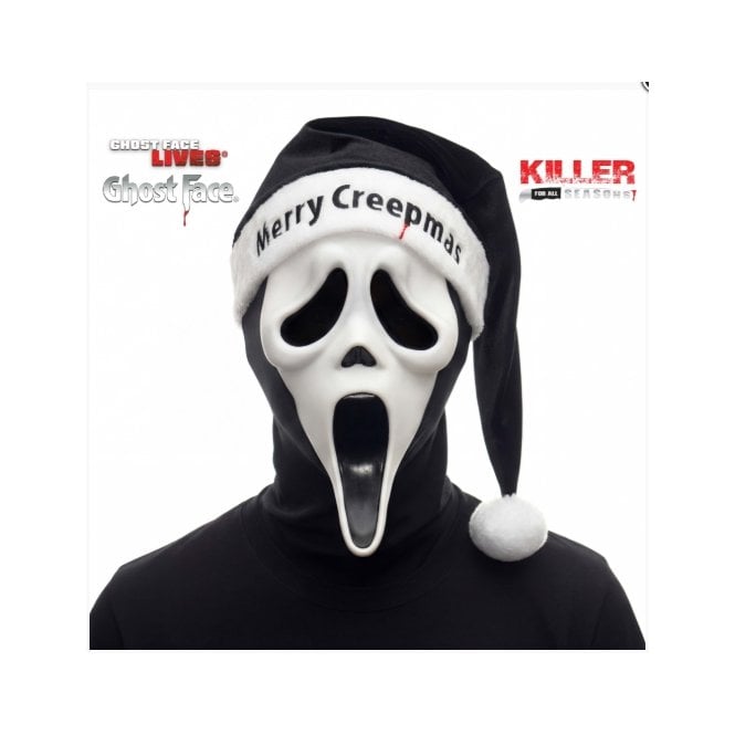 NEW Ghost Face Horror Santa Mask w Black Hat