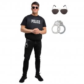 NEW Police Vest + Aviator Glasses + Metal Handcuffs