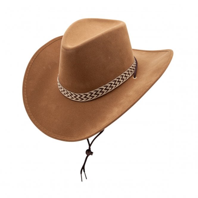 NEW Texan Cowboy Deluxe Faux Suede Brown Hat with Decorative Band