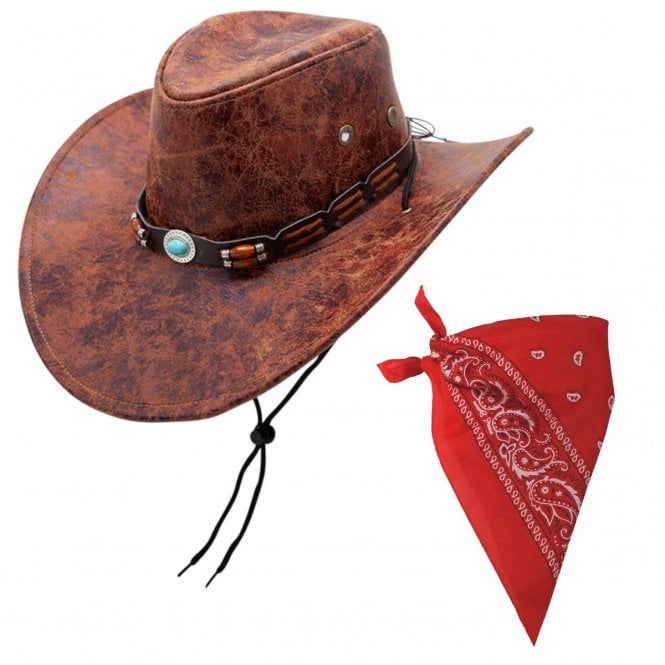 Outback Cowboy + RED Paisley Print Bandana