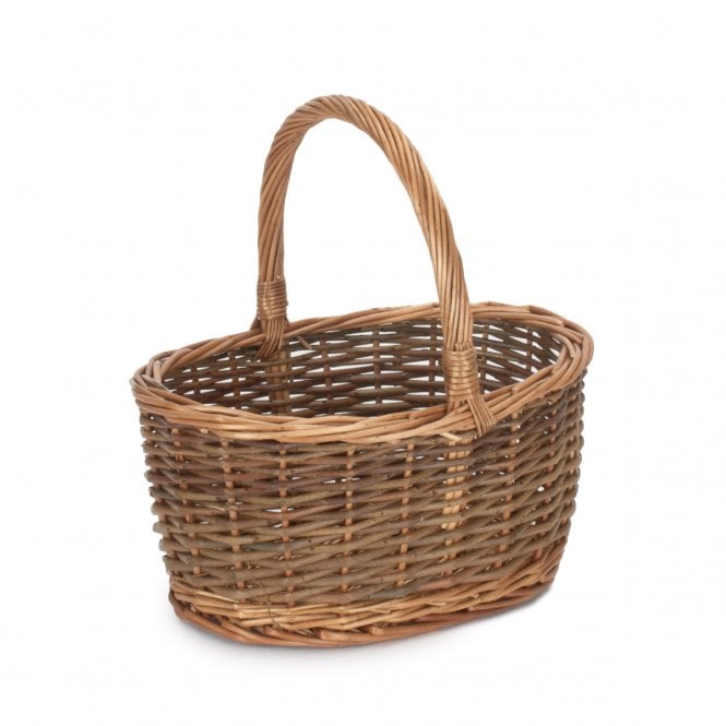 Oval Unpeeled Willow Shopper 32 x 25 x 15cm (28cm with handle)