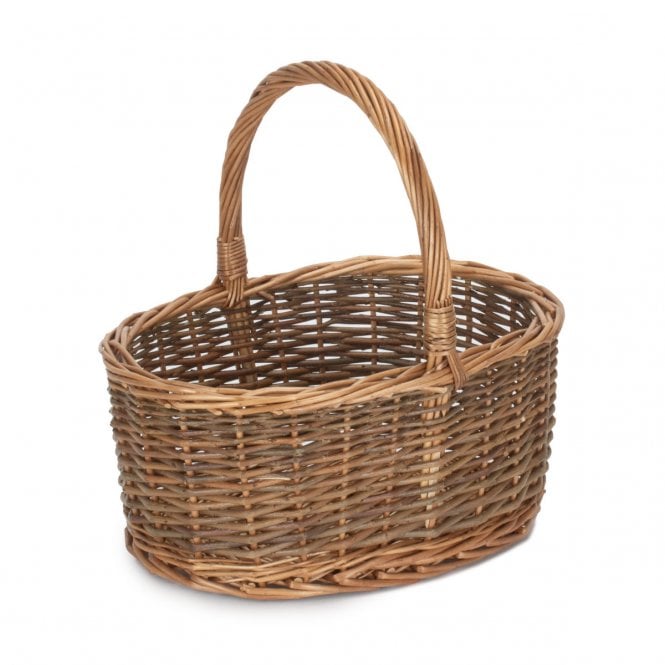 Oval Unpeeled Willow Shopper 32 x 25 x 15cm (28cm with handle)