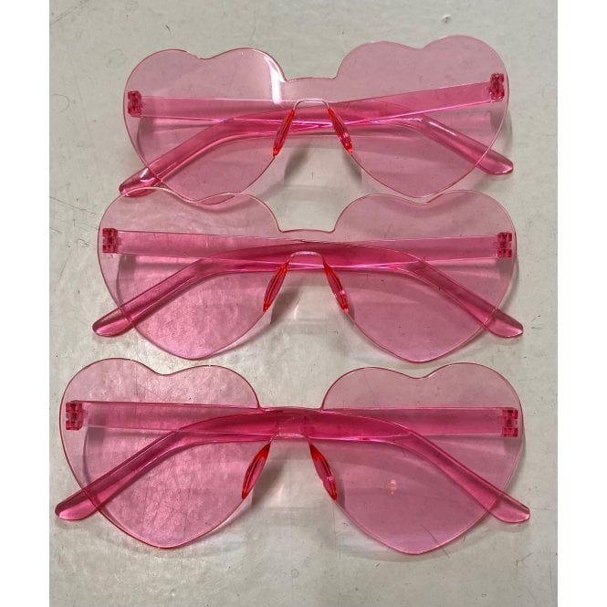 Pack of 3 Pink Heart-Shaped Sunglasses - Adult Accessory