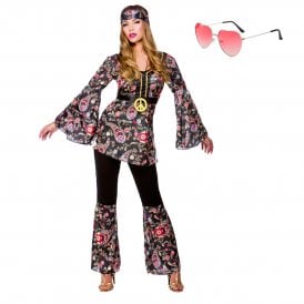 Peace Loving Hippie + Pink Heart-Shaped Specs