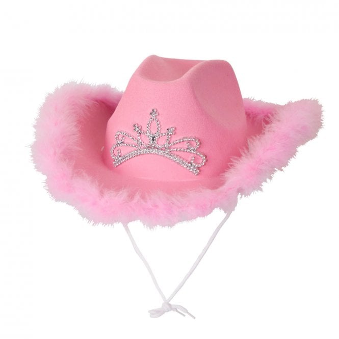 PINK Tiara with Marabou Feather - Cowgirl Hat 