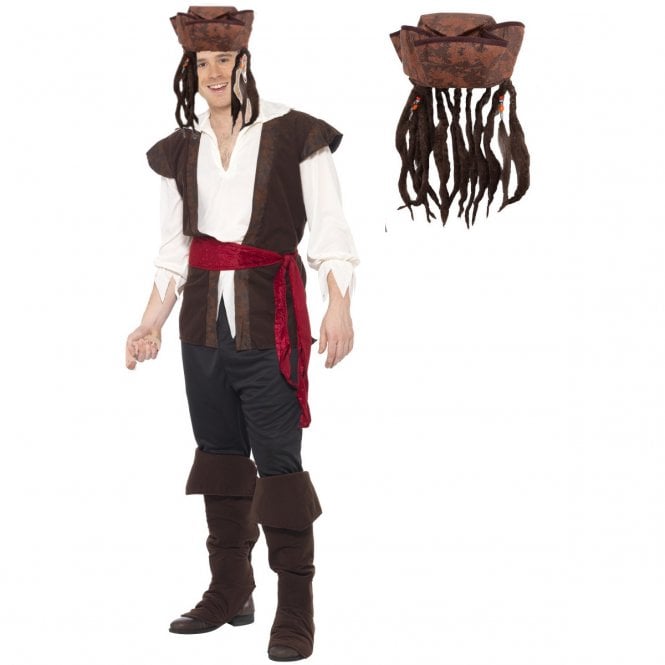 Pirate Deck Mate + Hat with Hair Braid & Beads