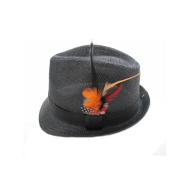 Plain Black Trilby with Feather