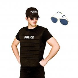 POLICE Vest & Cap Set + Aviator Sunglasses