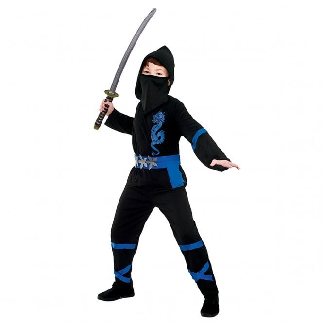 New Power Ninja (Black/Blue) - Kids Costume