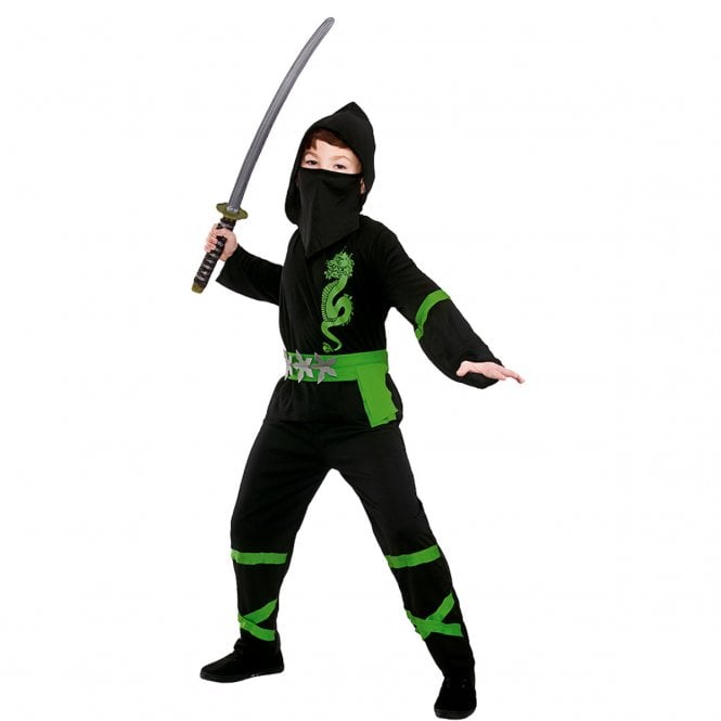 Power Ninja (Black/Green) - Kids Costume