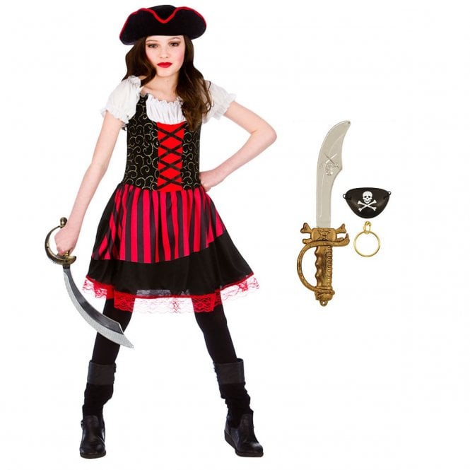 Pretty Pirate Girl + Cutlass, Eyepatch & Earring Set 