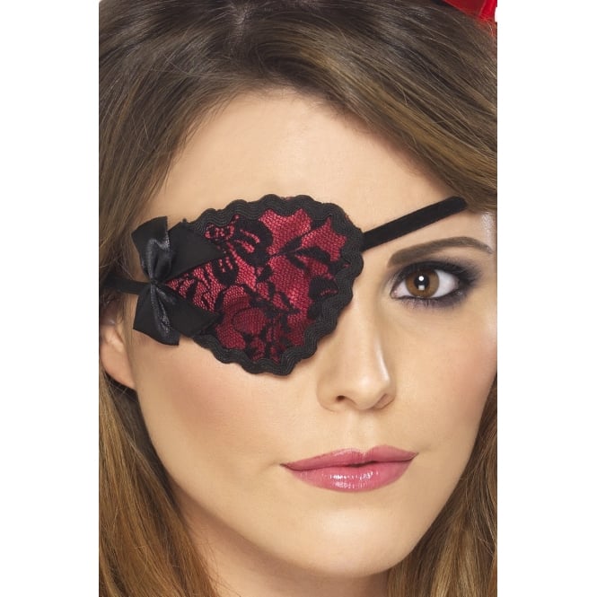 Red Lace Pirate Eyepatch - Adult Accessory