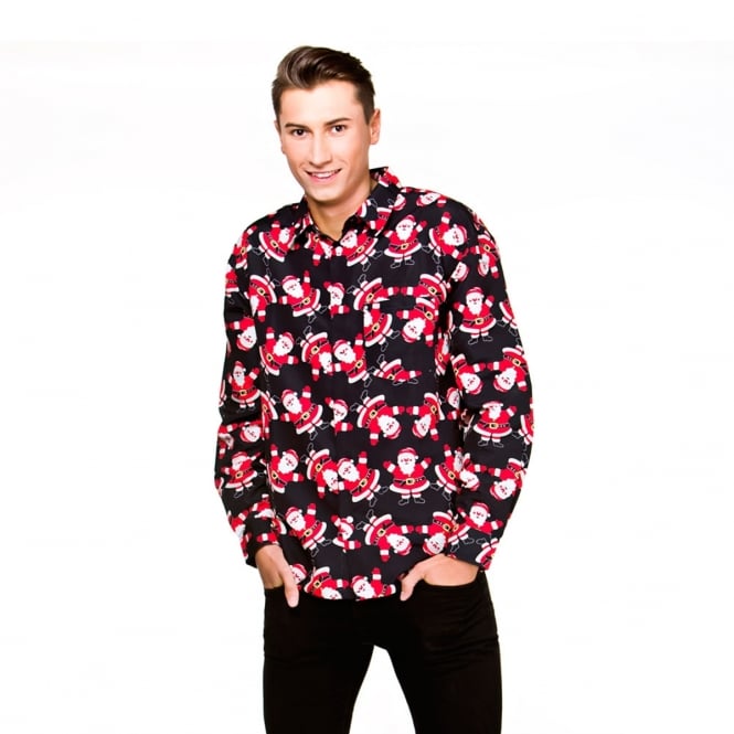 Santa Christmas Shirt (Black) - Adult Accessory