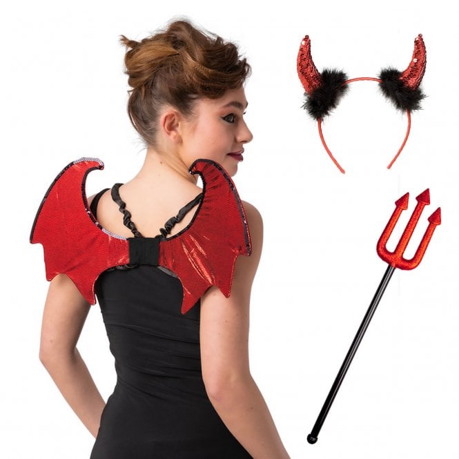 Satanic Devil Wings + Deluxe Sequin Horns + Devils Trident